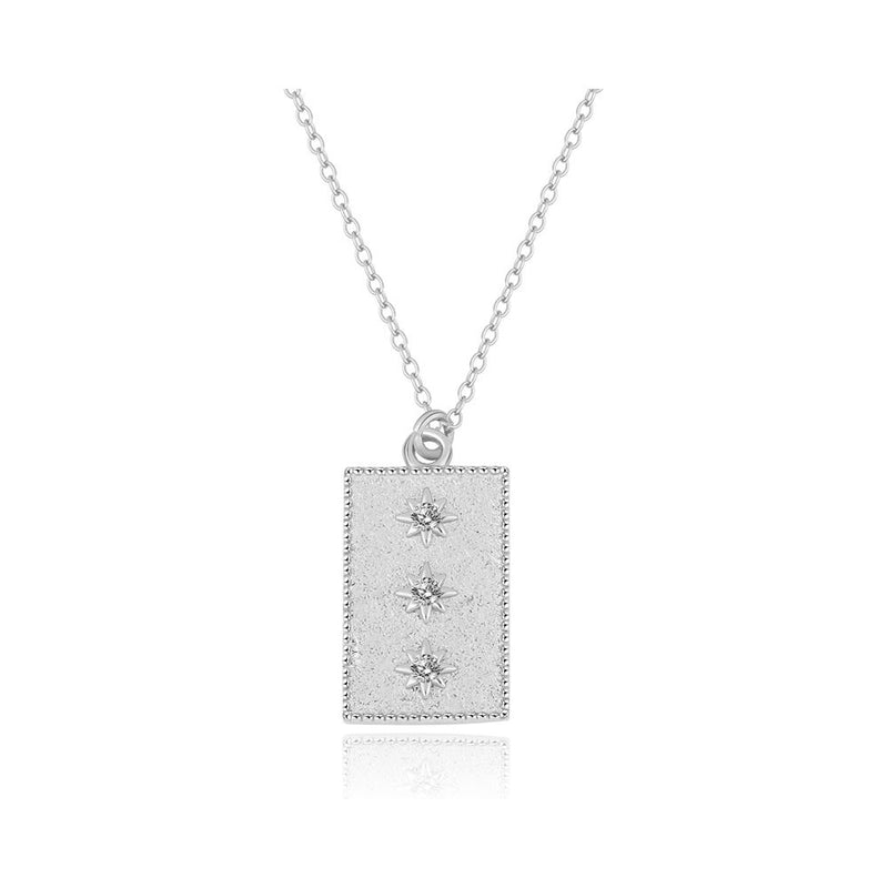 Zirconia Plaque Necklace in Sterling Silver