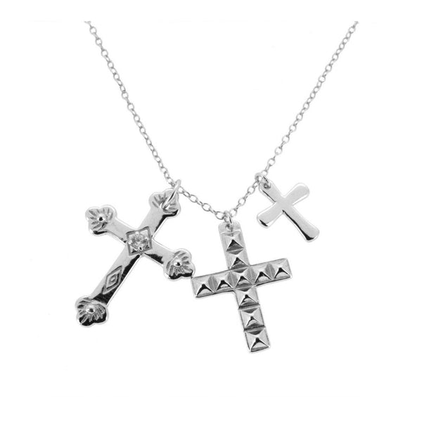 Three Crosses Necklace Silver / Gold Plated