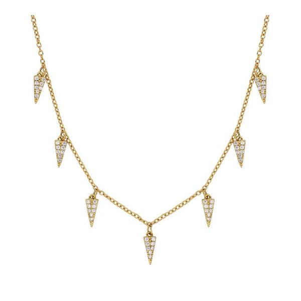 Triangle Necklace with Gold Plated Zircons