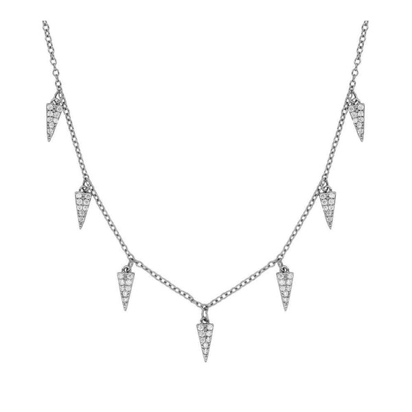 Triangle Necklace with Zircons in Sterling Silver