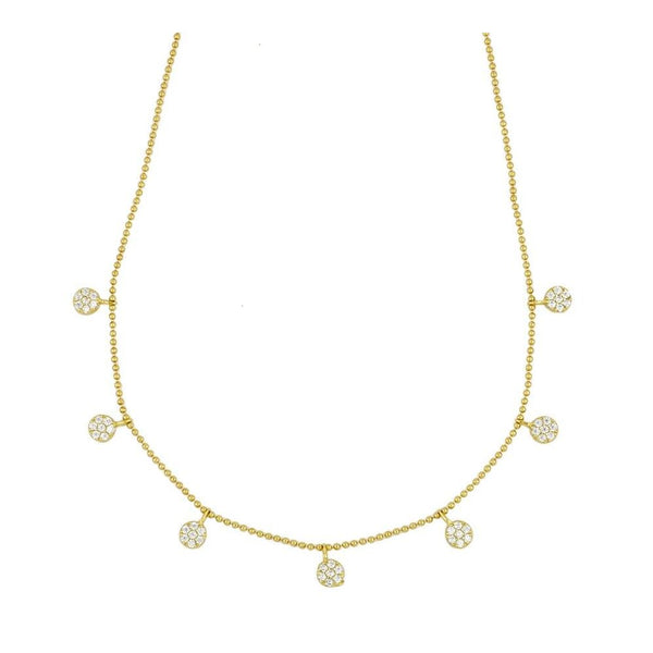 Plate Necklace with White Zircons in 18k Gold Plated