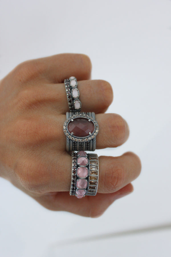 PURPLE CAT'S EYE SILVER RING (Delivery 7-15 days)