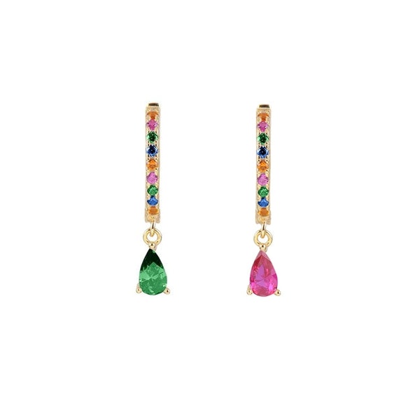 Multi pink/green cz hoop earring (UNIT)