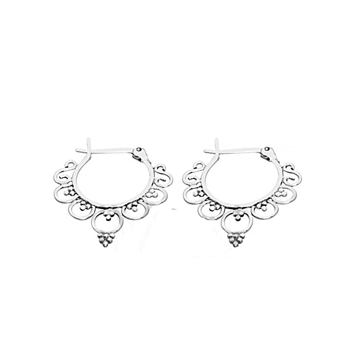 Arabic Hoop Earrings in 925 Sterling Silver