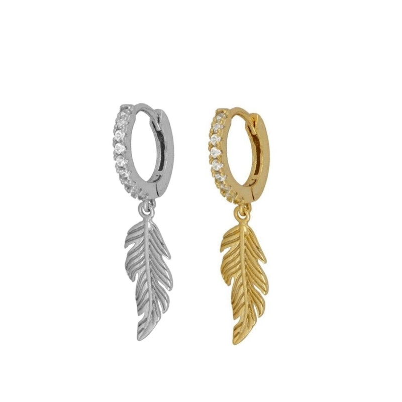 White Cz Feather Hoop Earring (unit)