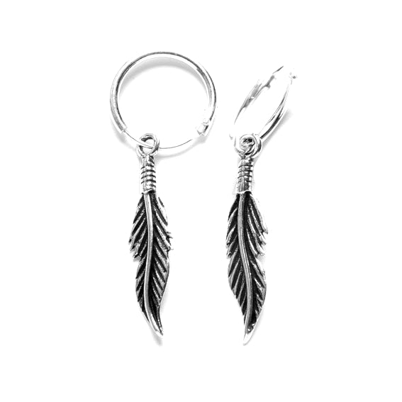 Hoop Earring with Silver Feather (UNIT)