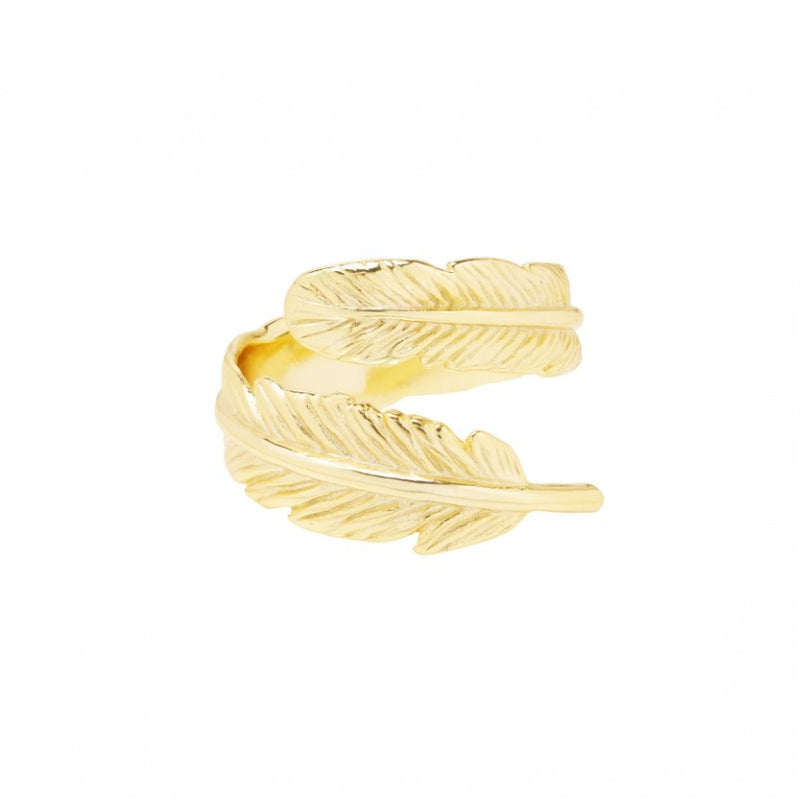 Gold Plated Feather Ring
