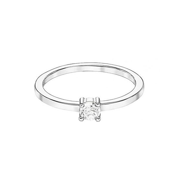White cZ Solitaire Ring Sterling Silver